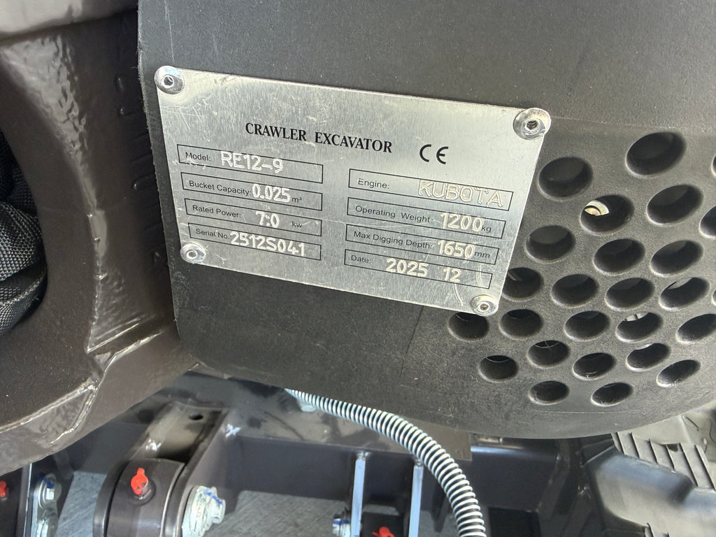 Raptor RE12-9 Mini Excavator